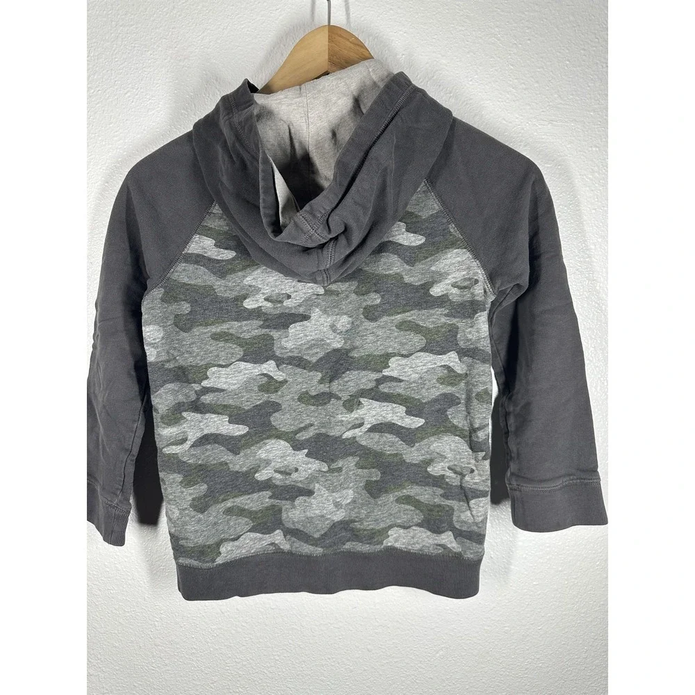 OshKosh‎ B'gosh Hoodie Boys 8 Gray Green Camo Full Zip Raglan Kangaroo Pocket